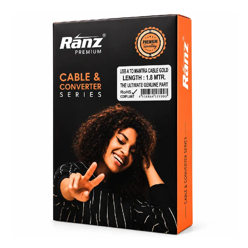 Ranz Aadhar USB Cable For Mantra Device 1.8m
